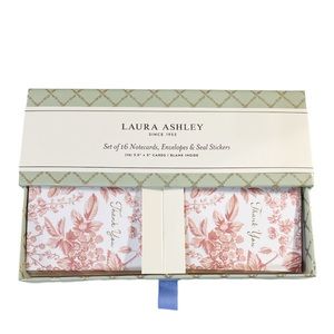 NEW Laura Ashley THANK YOU Notecards, Envelopes & Seal Stickers Set/16